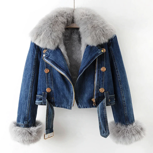 Denim Jacket with faux fox fur