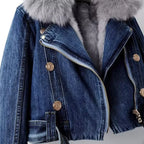 Denim Jacket with faux fox fur